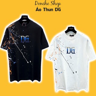Áo Thun DG In Chữ Xanh Phối Vảy Sơn Màu Siêu Đẹp - Áo Phông Nam Nữ Đê Gờ Chất Cotton Cao Cấp MT0032