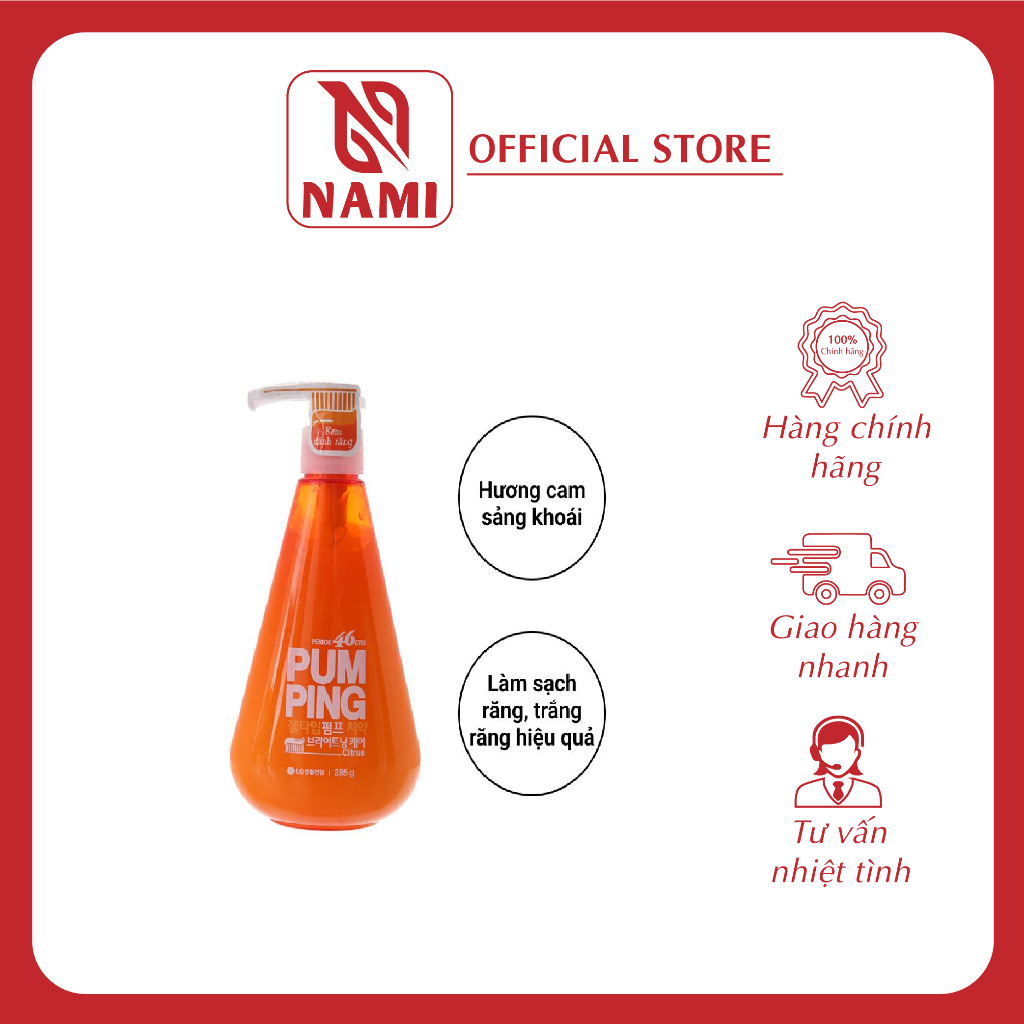 Kem đánh răng Perioe Pumping Citrus Hàn Quốc 285g (màu cam)