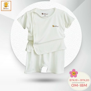 Bộ sơ sinh Babiboo tay ngắn cài lệch visco siêu mềm mại cho bé trai bé gái