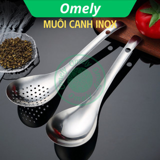 Muôi múc canh, muỗng inox,vá chan canh bóng mượt dày đẹp cán cong