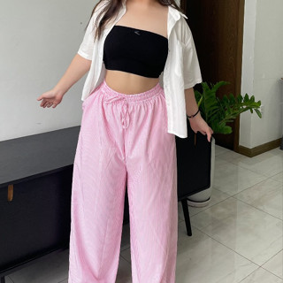 Miabigsize - Quần dài kẻ sọc form rộng chất liệu kate mềm mịn phối lưng chun đi biển bigsize 90kg