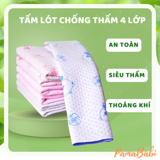 Tấm lót chống thấm cho bé 4 lớp mềm mại, lót xốp 4 lớp thay bỉm cho bé cao cấp - PamaBabi