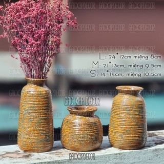 Lọ hoa trang trí nghệ thuật - Bộ 3 lọ hoa nghệ thuật Bát Tràng