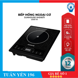 Bếp hồng ngoại cơ sunhouse shd6011 - công suất 2000w - phím bấm điện tử - 5 chế độ nấu