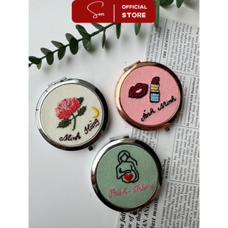 Gương thêu tay handmade thương hiệu cá nhân làm quà tặng ý nghĩa
