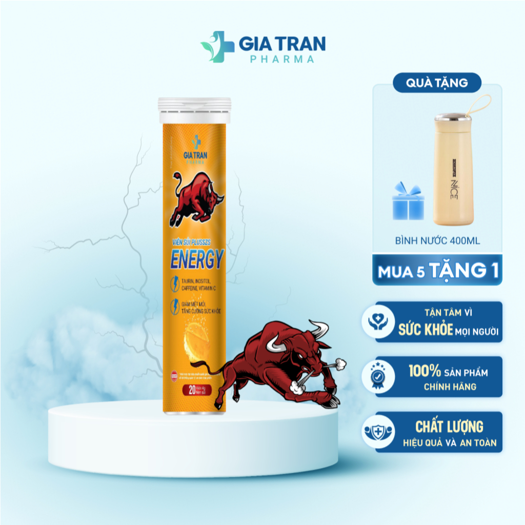 Viên Sủi Tăng Lực Plusszs Energy - Giúp cơ thể tỉnh táo, giảm mệt mỏi, tăng cường sức khoẻ (20 viên x 4g)