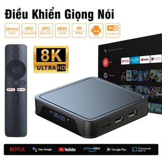 Android TV Box Giọng Nói Hỗ Trợ Kiểm Soát 8K 8G+128GB Việt Wifi 5G Bluetooth Băng Tần Kép Tivi Box 100 Kênh Miễn Phí