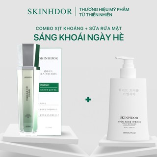 Combo Sửa Rửa Mặt & Xịt Khoáng SKINHDOR Chiết Xuất Thiên Nhiên Làm Sạch Da, Dưỡng Ẩm, Làm Trắng Sáng Da