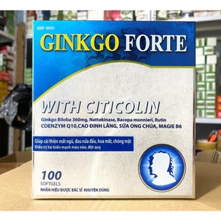 viên uống hoạt huyết dưỡng não ginkgo forte hộp 100 viên tăng cường lưu thông máu não, cải thiện trí nhớ
