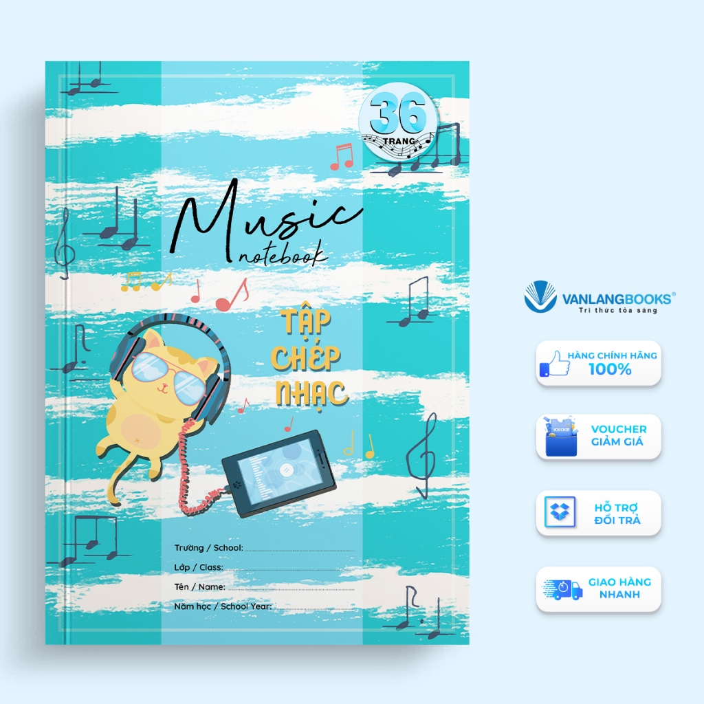 Tập Chép Nhạc 3 - Mèo Vàng Nghe Nhạc - 36 Trang - VLB