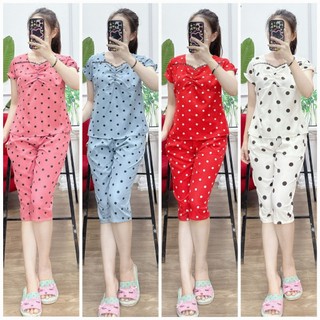 [Bunnysky] Đồ bộ nữ mặc ở nhà, phong cách hiện đại, đồ bộ chất Lụa và Đũi mẫu quần lửng kiểu dáng đẹp