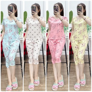 (Bunnysky) ĐỒ BỘ MẶC NHÀ LỬNG MẶC HÈ THOẢI MÁI MÁT MÈ thiết kế cổ tim 1 nơ hot nhất năm