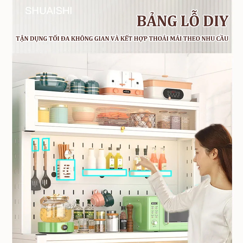 Kệ tủ đa năng, kệ để đồ nhà bếp có tấm lỗ DIY  thép cacbon sơn tĩnh điện cao cấp | BigBuy360 - bigbuy360.vn