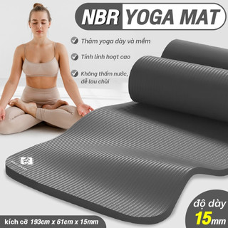  BG - Thảm Tập Yoga Chống Trượt  cao su nguyên khối NBR 15MM Cao Cấp chống trơn trượt loại xịn 