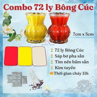 Combo làm nến bơ cúng dường 72 ly Bông Cúc