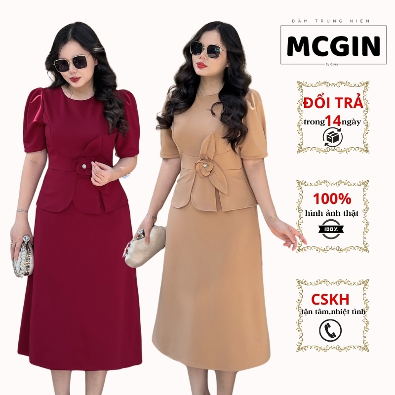 Đầm công sở bigsize cao cấp sang trọng ôm dáng Samy CG052 đính hoa thanh lịch kín đáo chất cotton co giãn thoải mái