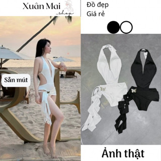 Bikini đồ bơi đồ đi biển khoét sâu hở lưng tua rua đính charm bướm sẵn mút 2 màu đen trắng y2k đồ hè xuanmaishop12