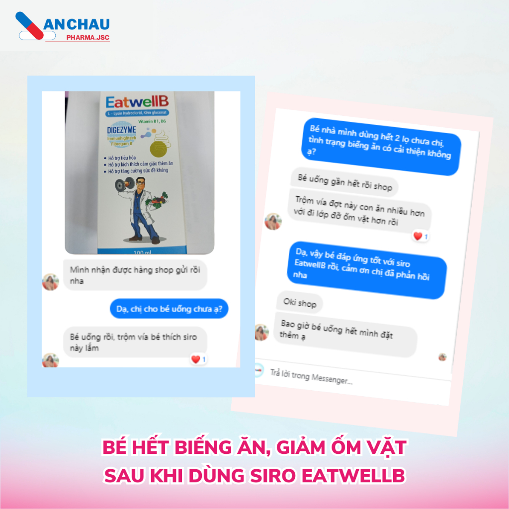Siro ăn ngon cho bé An Châu EatwellB hỗ trợ tiêu hóa tăng đề kháng giúp bé ăn ngon lọ 100ml