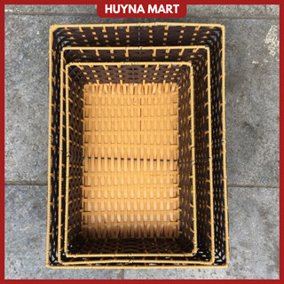 Khay Chữ Nhật Nhựa Giả Mây Thành Vát Đựng Hoa Quả Bánh Kẹo Đồ Dùng Tiện Lợi HUYNA MART NC02