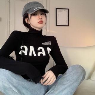 ÁO CROPTOP CỔ LỌ CAO IN CHỮ SIÊU NGẦU LÒI CL19A