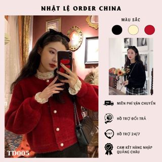 Áo Cardigan Len Lông Thỏ Mịn cúc ngọc siêu xinh , phối đồ phong cách tiểu thủ sang chảnh hàng QC cao cấp- TD005