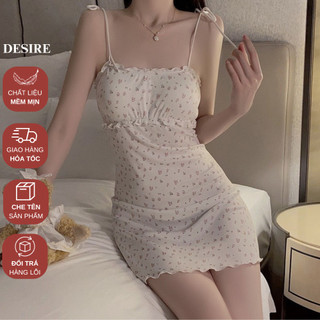  Váy ngủ mặc nhà thun hoa nhí cột dây vai có đệm mút ngực hàng loại 1 chính hãng GUIRUO DESIRE VN-4248 