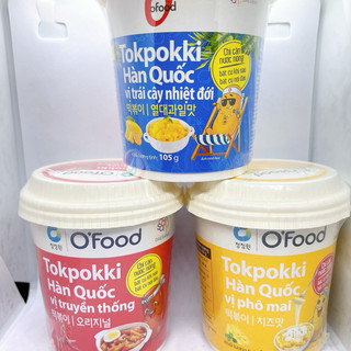 Bánh gạo Tokpokki Hàn Quốc O’Food vị truyền thống/phô mai cốc 105g