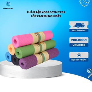 Thảm tập Yoga/ Gym TPE 2 Lớp Cao Su Non Dày, Êm Chống Trơn Trượt