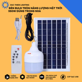 Đèn năng lượng mặt trời buld tròn 120W chuyên chiếu sáng dân dụng, công trình có cáp sạc USB sạc nhanh