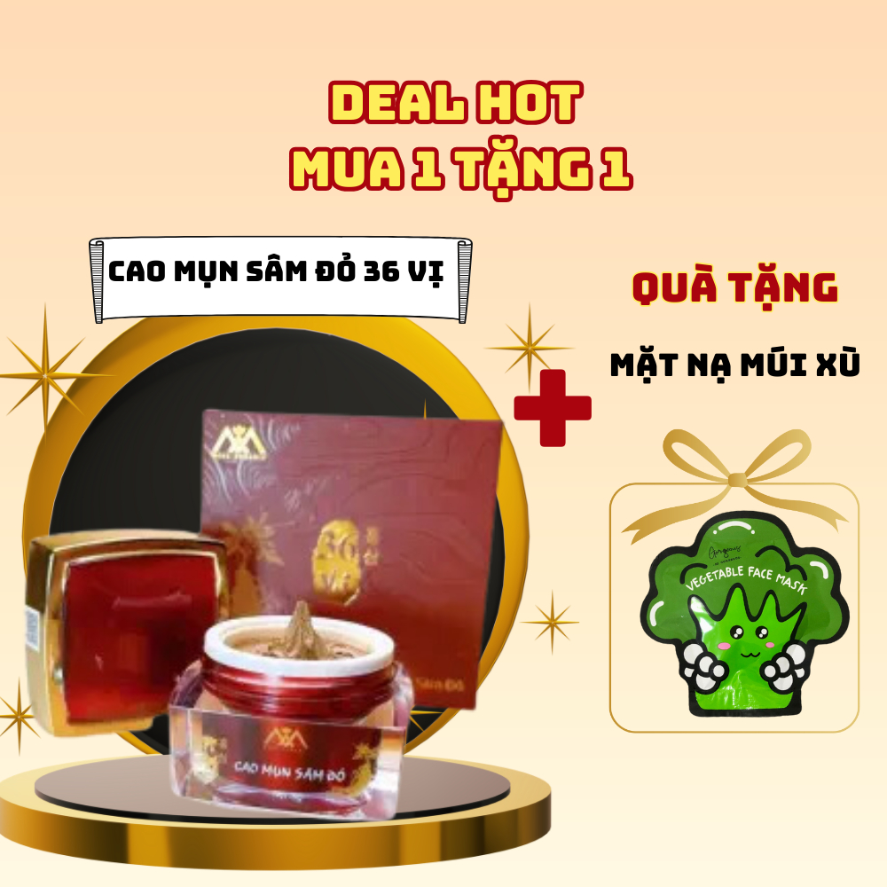 Cao Mụn Sâm Đỏ 36 Vị, Meea Ogranic Bí Quyết Giảm Mụn Và Dưỡng Da Từ Thảo Dược + Tặng Nạ Múi Xù