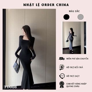 [Sẵn] Váy body dài tay, đầm ulzzang body đuôi cá quyến rũ 3 màu hàng QC cao cấp-TD008