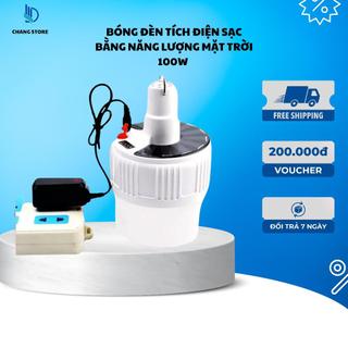 Bóng Đèn Tích Điện Sạc Bằng Năng Lượng Mặt Trời 100W Có Điều Khiển Từ Xa Siêu Sáng Vượt Trội