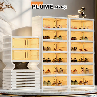 Hộp Đựng Giày Nhựa Cứng Trong Suốt Tủ Giày Dép Gấp Gọn Size Lớn Kệ Để Giày Dép Nắp