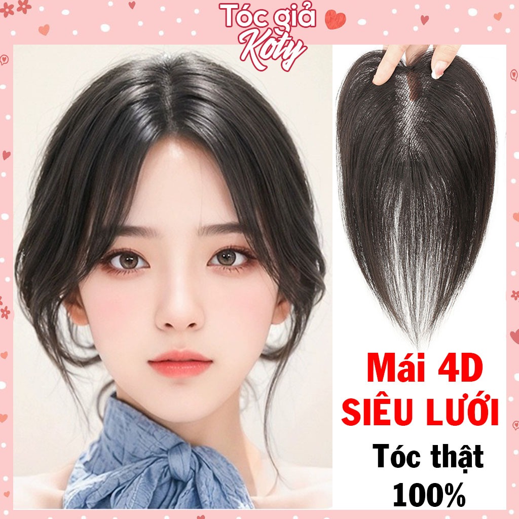 Tóc giả mái 4D siêu lưới che hói che thưa phủ bạc cho nữ, tóc thật 100% tự nhiên, thoáng mát