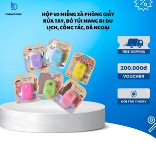 Hộp 50 Miếng Xà Phòng Giấy Rửa Tay, Bỏ Túi Mang Đi Du Lịch, Công Tác, Dã Ngoại