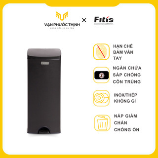 Thùng rác fitis premium - vuông đạp cao - đen spl1-903 - chính hãng - vạn phước thịnh