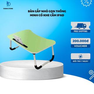 Bàn gấp nhỏ gọn thông minh có khe cắm Ipad, điện thoại cho học sinh, sinh viên, công chức, các bé mẫu giáo