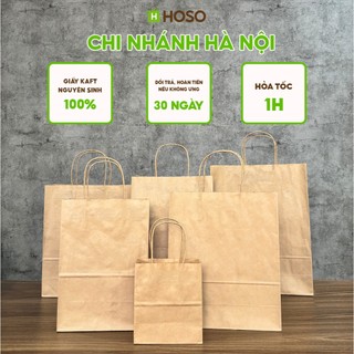 Túi giấy kraft xi măng trơn Nhật Bản chất lượng cao tiện lợi đóng gói đồ ăn quà tặng văn phòng in logo thương hiệu