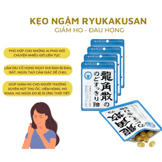 Kẹo ngậm ho Nhật Bản, kẹo ngậm đau họng thảo dược Ryukakusan 88g