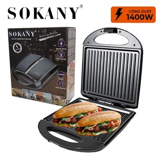 Máy Kẹp Nướng Bánh Mì SOKANY 1400W [Khuôn To], Ép Bánh Sandwich, Rán Trứng, Làm Đồ Ăn Sáng, Nướng Thịt 2 Mặt