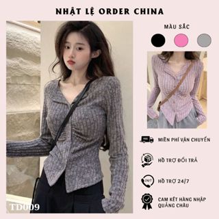 Áo cardigan dệt kim dài tay dáng ôm body cổ chữ V 3 màu mới nhất Thời Trang Nữ hàng QC cao cấp- TD009