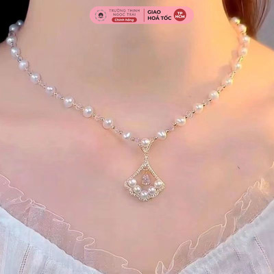Dây Chuyền Ngọc Trai 5ly Mix Mặt Pha Lê Sang trọng, Tinh Tế - Ngọc Trai Trường Thịnh