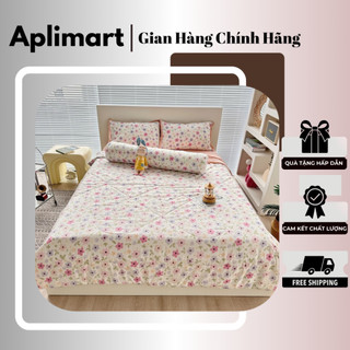 Bộ chăn ga gối cotton đũi - chăn hè chần bông mỏng dùng mùa thu hè aplimart shop