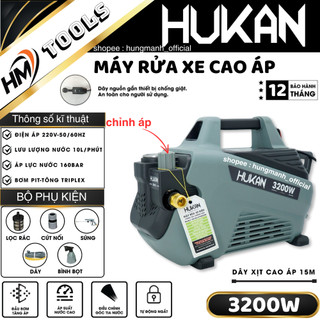 Máy rửa xe chỉnh áp hukan hk-g2-cwm3200, công suất 3200w, pit-tong triplex áp lực cao