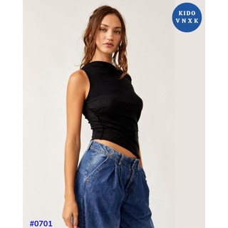 Áo crop trễ vai free people - màu đen