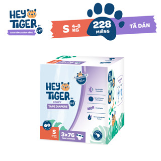 Thùng Tã/Bỉm Dán Hey Tiger Super Jumbo Size S (4-8kg) - 228 miếng