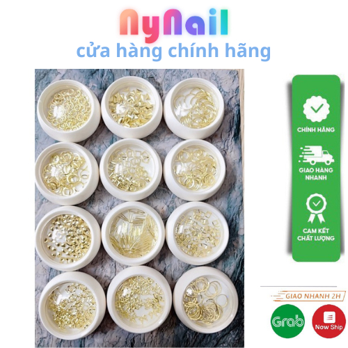 Hũ phụ kiện Vàng trang trí móng nail [nhặt random Hũ ]