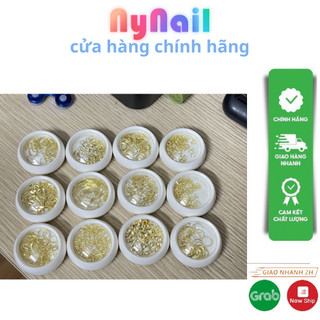 Hũ phụ kiện Vàng trang trí móng nail [nhặt random Hũ ]