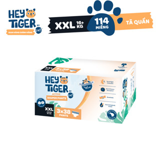  Thùng Tã Bỉm Quần Hey Tiger Super Jumbo Size XXL  >16kg  - 114 miếng 