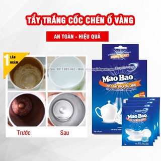 Hộp 4 Gói Bột Tẩy Rửa Cốc Chén Ố Vàng, Sỉn Màu Lâu Ngày Siêu Mạnh